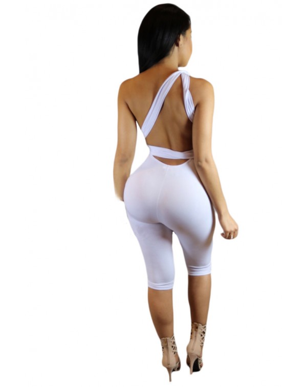 White Variety Strap Wrap Cropped Jumpsuit