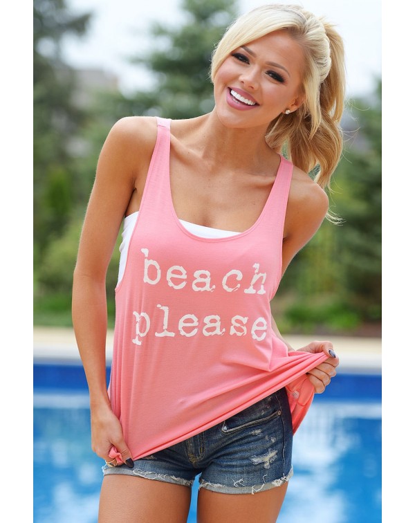 Pink Beach Please Tank Top