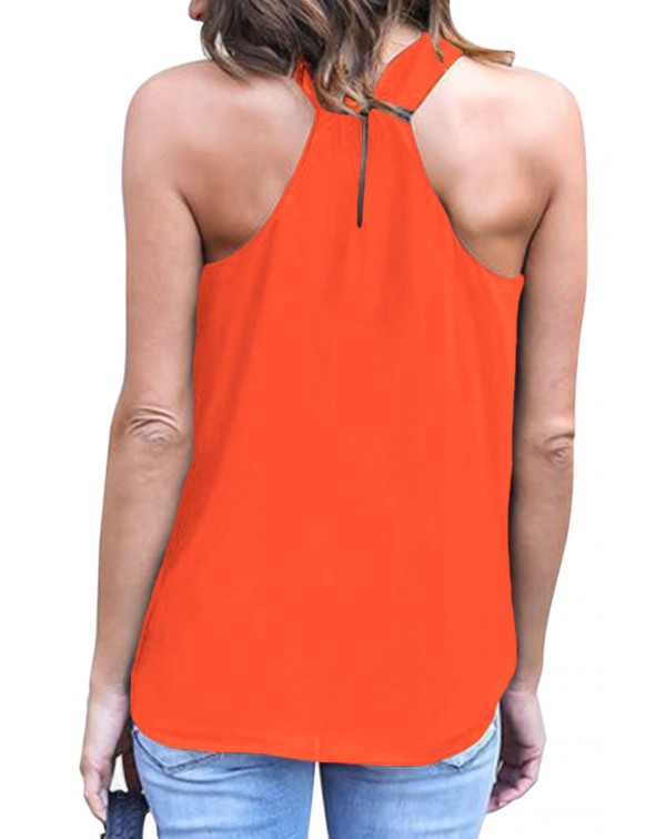 Orange Athena Drape Wrapped Tank Top