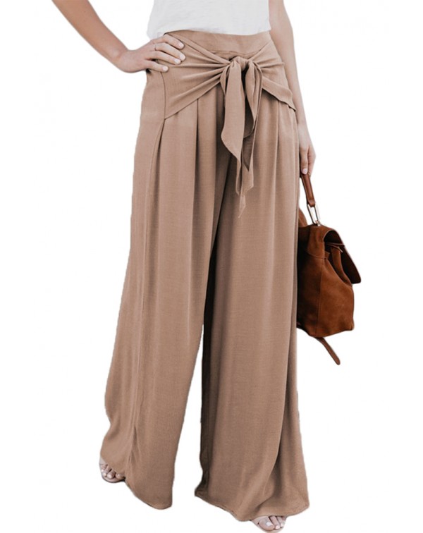 Walk The Walk Tie Palazzo Pants in Khaki