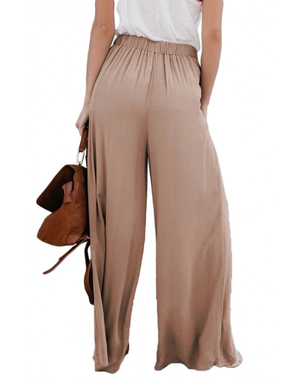 Walk The Walk Tie Palazzo Pants in Khaki