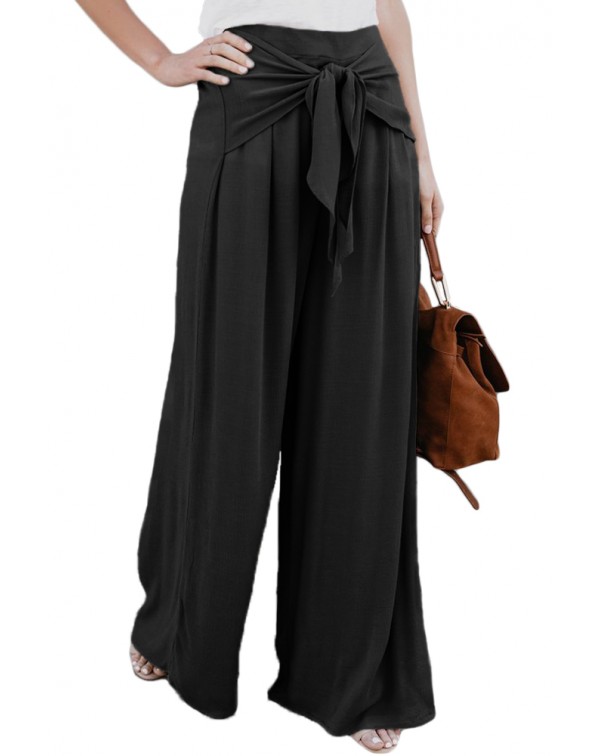 Walk The Walk Tie Palazzo Pants in Black