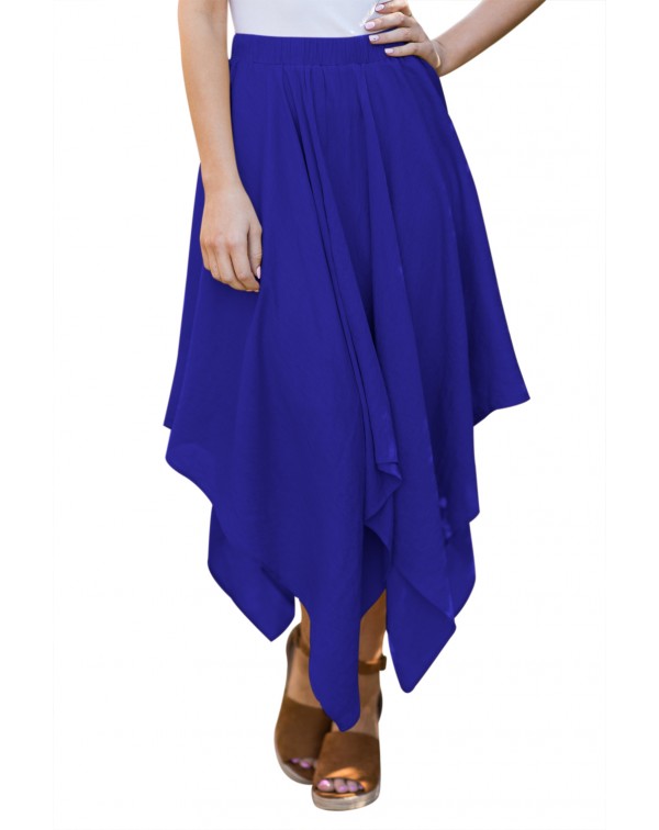 Blue Irregular Hemline Midi Overskirt