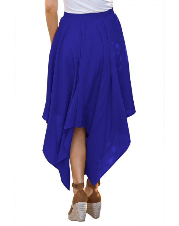 Blue Irregular Hemline Midi Overskirt