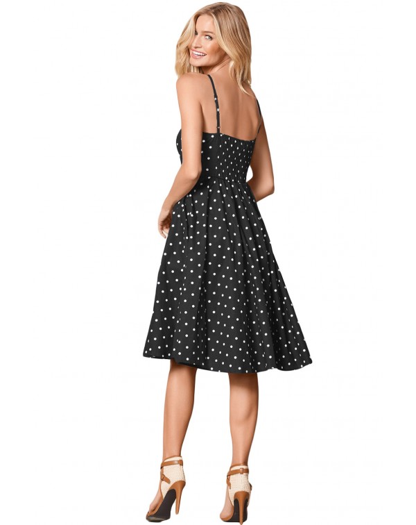 Black White Polka Dot Flared Vintage Dress