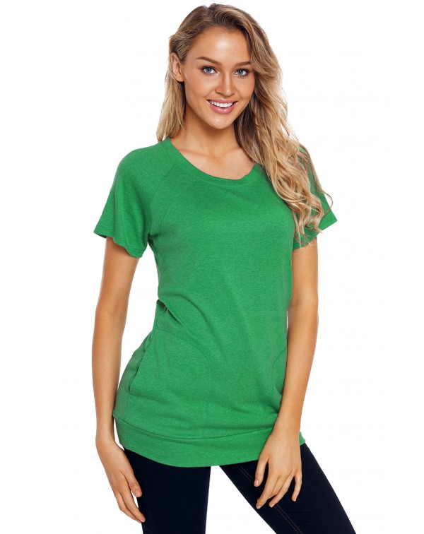 Green Heathered Short Sleeve Pocket Tee