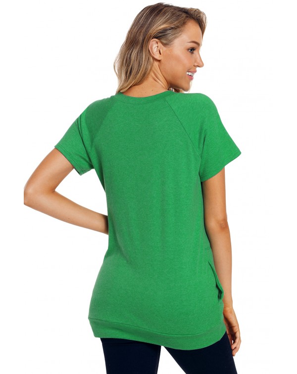 Green Heathered Short Sleeve Pocket Tee