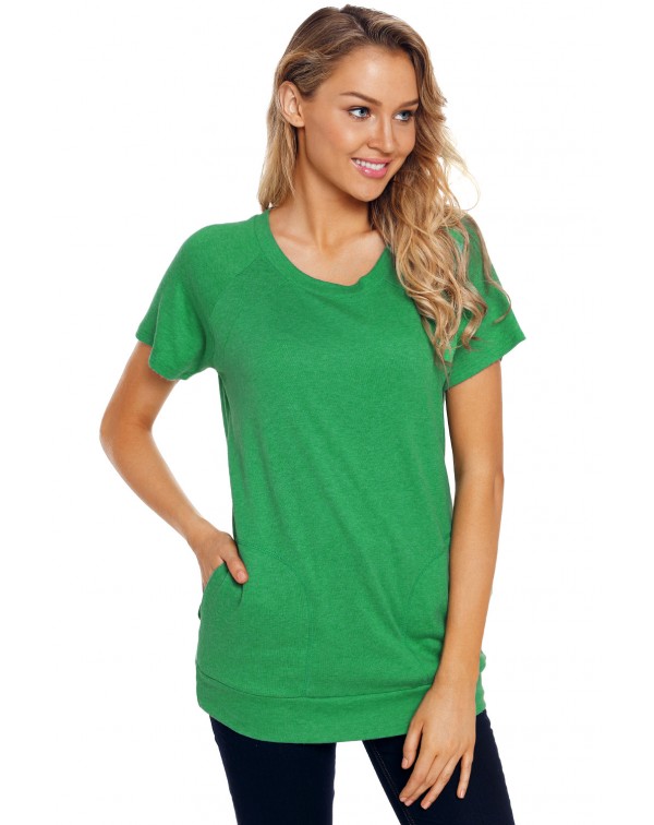 Green Heathered Short Sleeve Pocket Tee