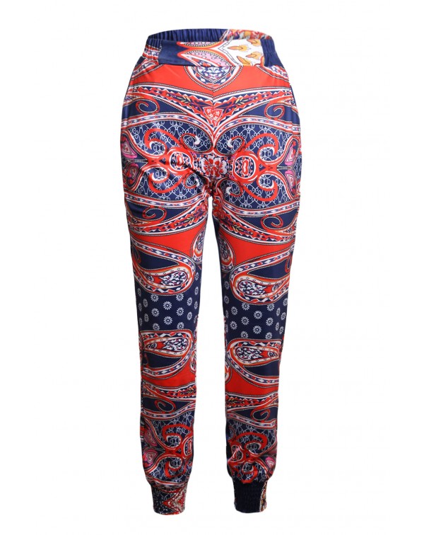 Colorful Bohemian Ethnic Print Straight Legs Jogger Pants