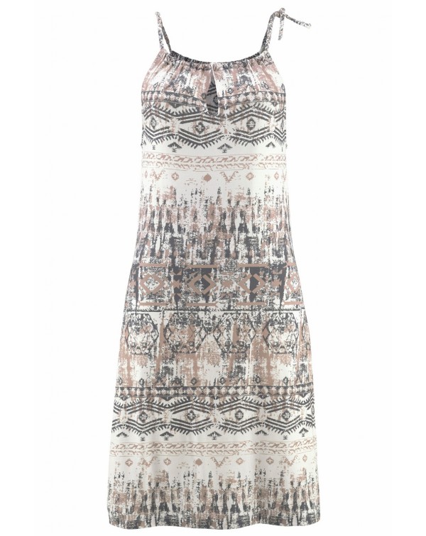 Stylish Bohemian All Over Print Keyhole Front Dress