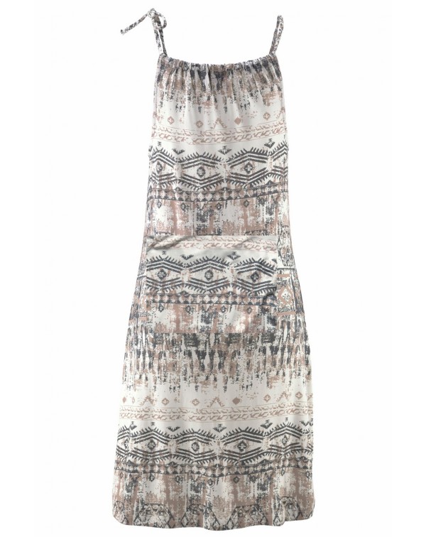 Stylish Bohemian All Over Print Keyhole Front Dress